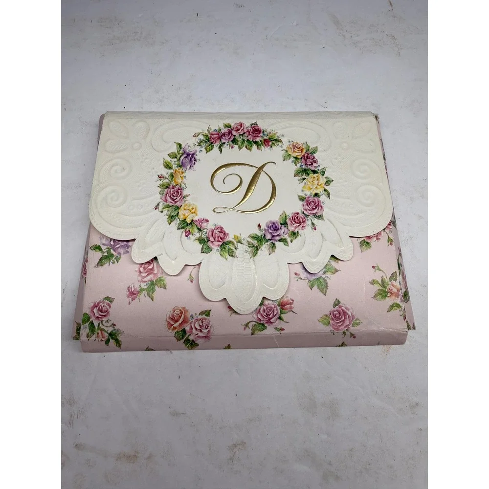 Carol Wilson Rose Garden Monogram D Initial Floral Embossed Stationery Set 9 ct